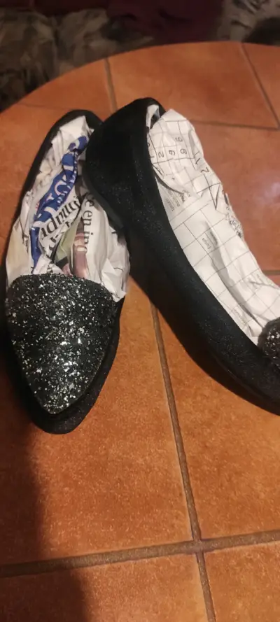 Zapatos planos negros con brillo - miniatura 1