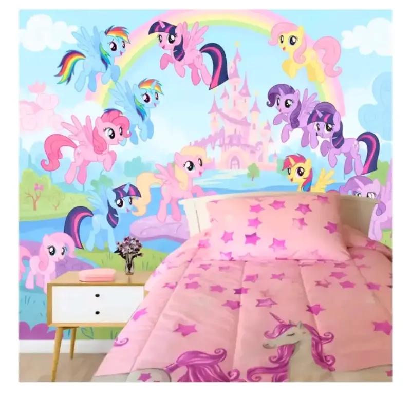 Edredón infantil unicornio rosa estrellas - 2