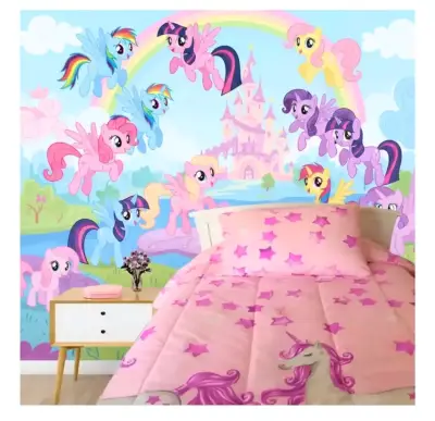 Edredón infantil unicornio rosa estrellas - miniatura 2