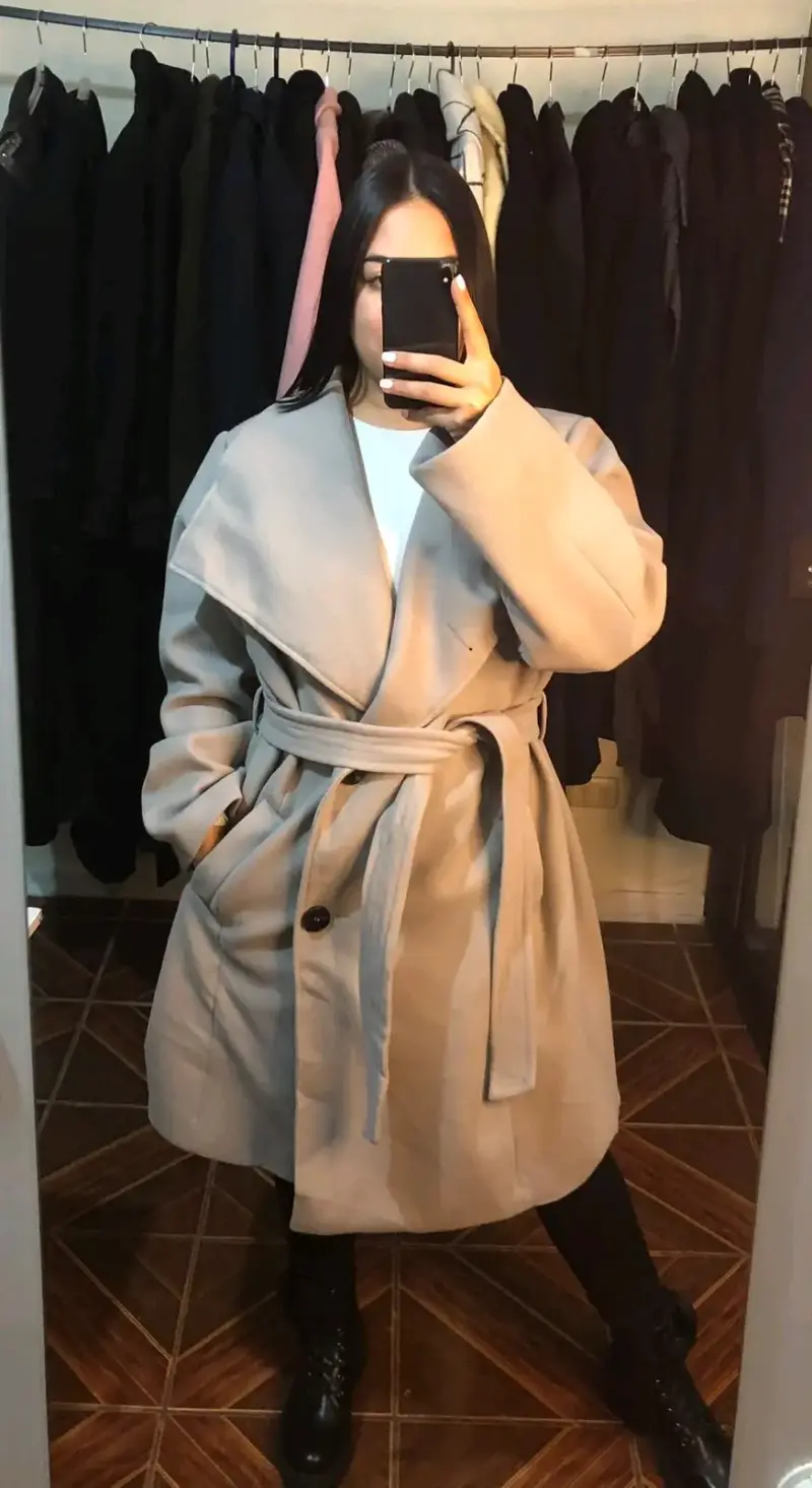 Abrigo beige con cinturón talla 3XL - 2