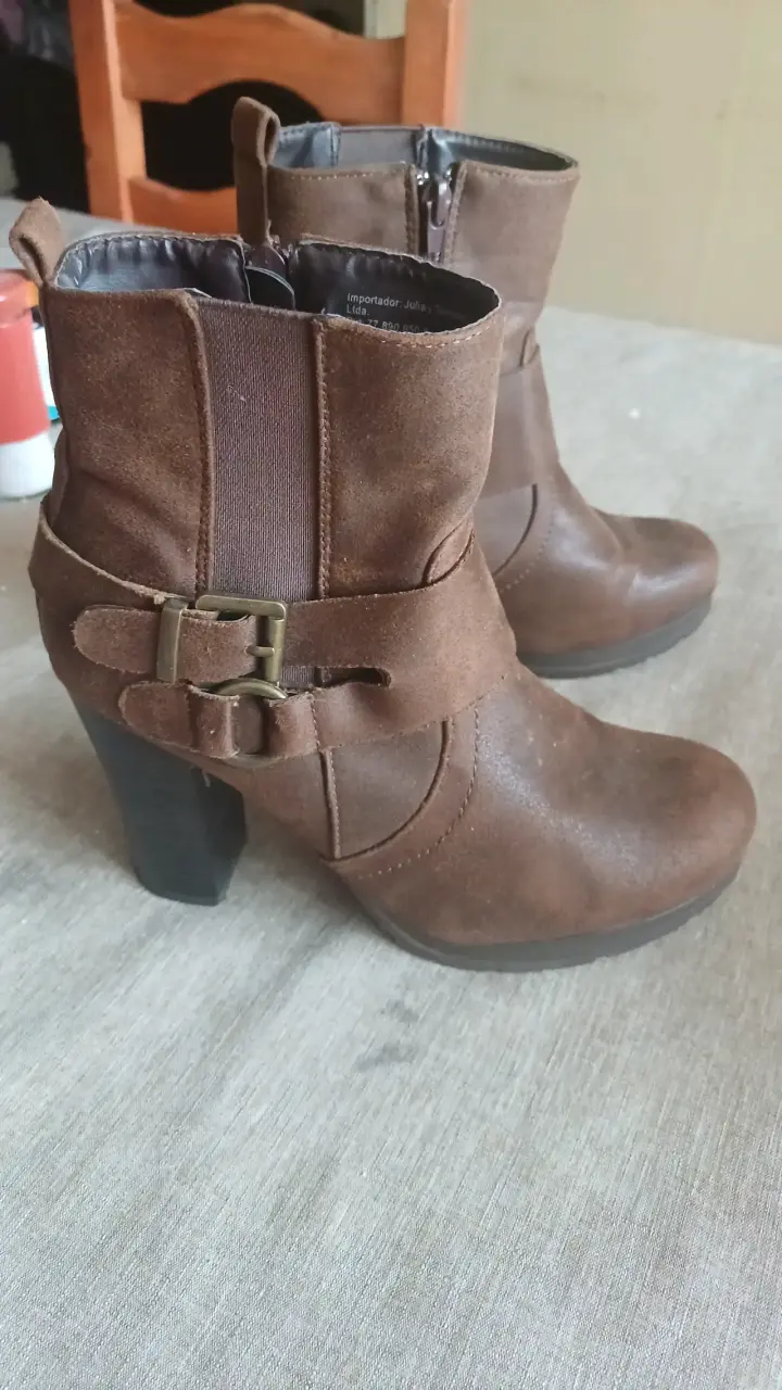Botines de cuero marrón para mujer. N 36 - 2
