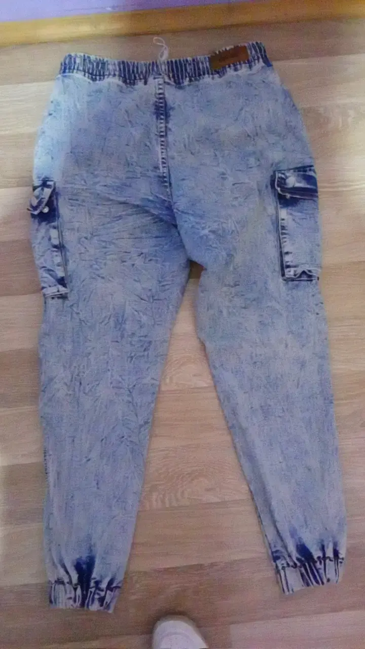 Pantalones cargo de mezclilla azul - 2