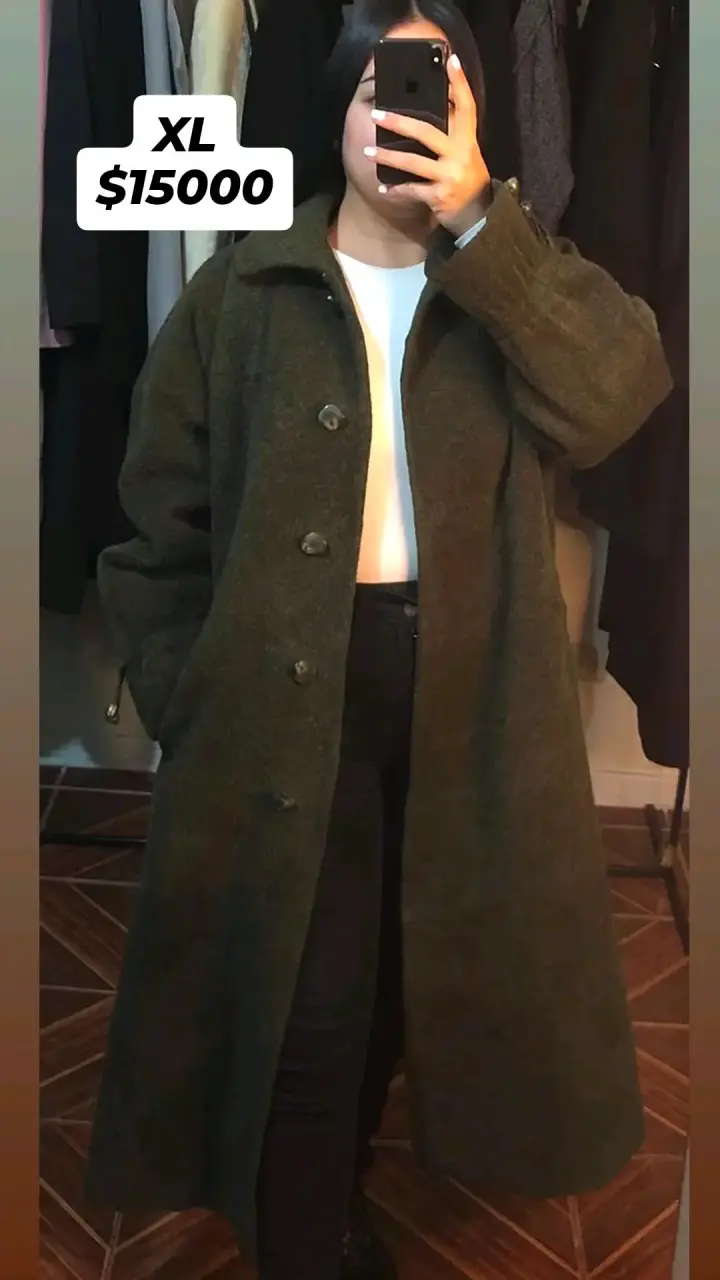 Abrigo largo verde oscuro para mujer