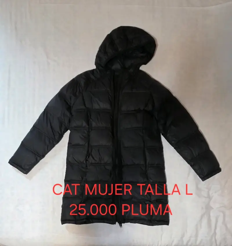 Abrigo de plumas negro para mujer CAT talla L