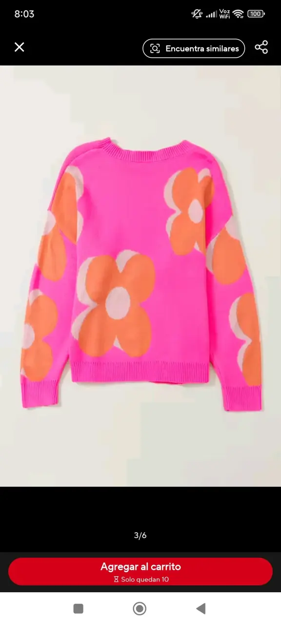 Suéter de flores rosa y naranja - 2