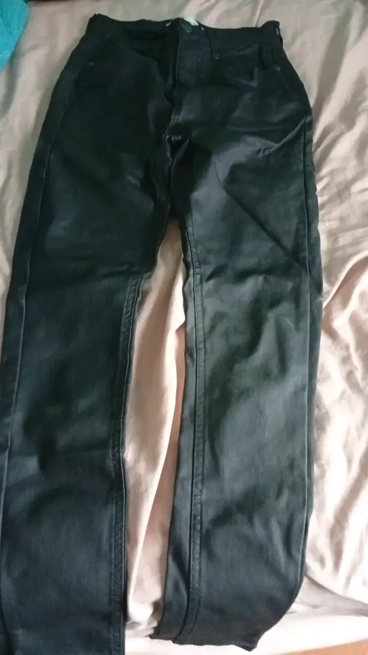 Pantalones de cuero negros MUJER - 1