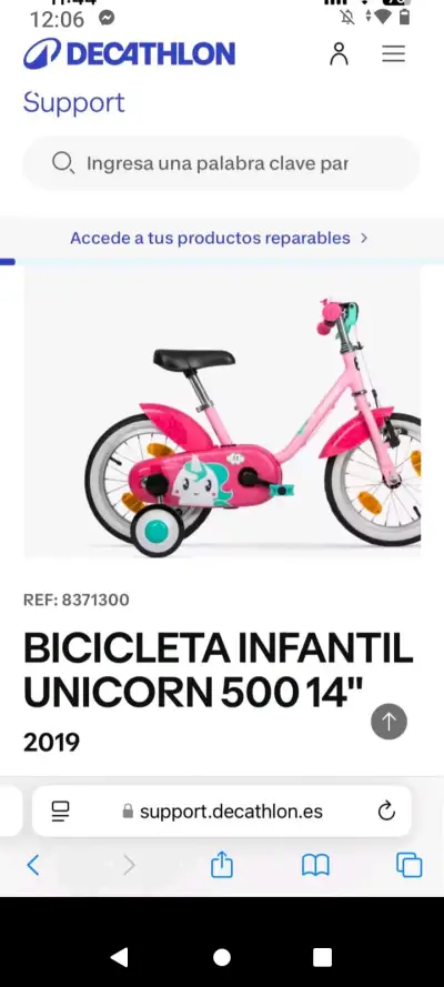 Bicicleta infantil Niña 14 pulgadas - miniatura 1