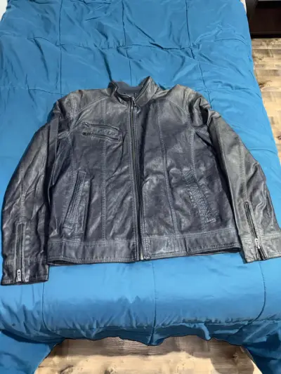 Chaqueta de cuero azulada para hombre - miniatura 1