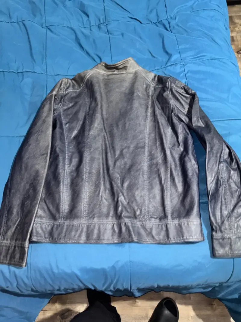 Chaqueta de cuero azulada para hombre - 2