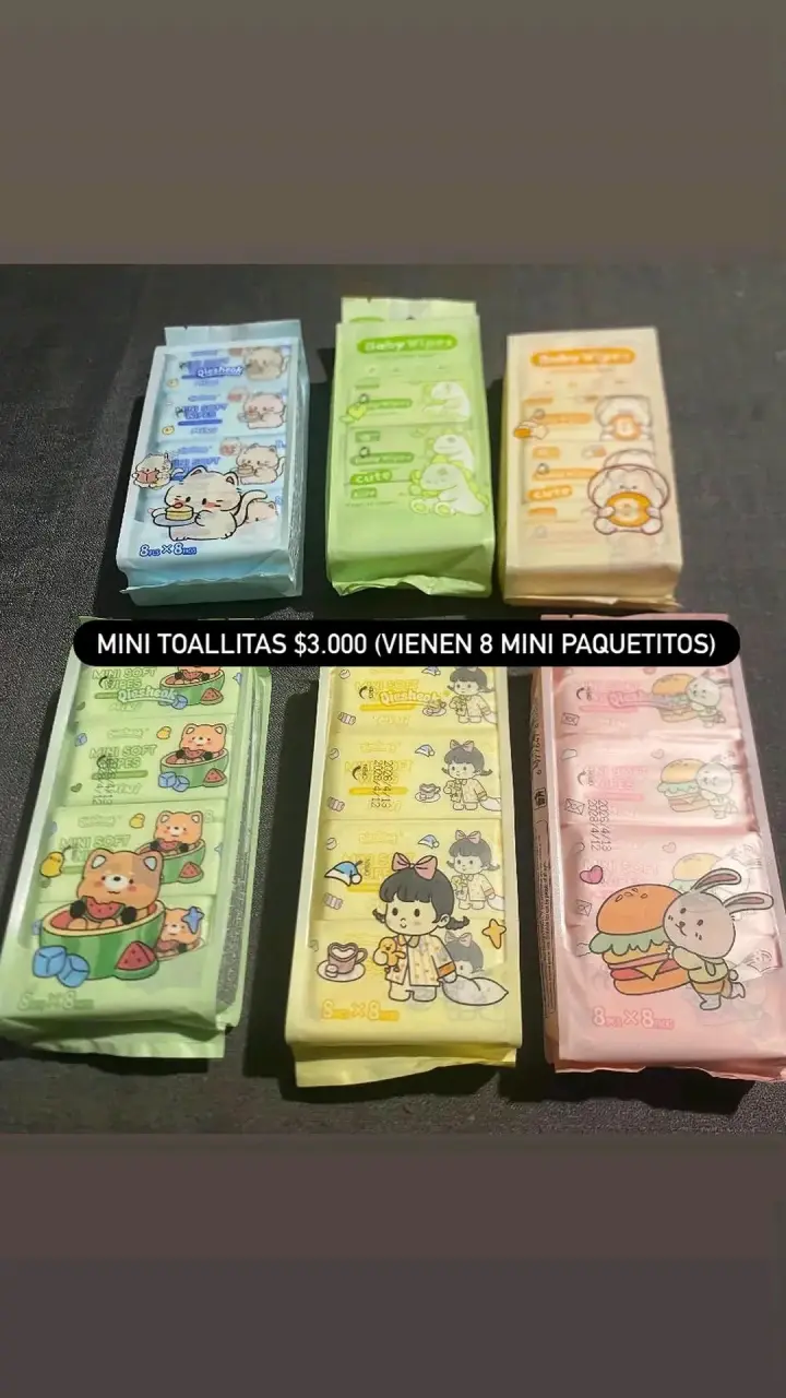 Mini toallitas húmedas con diseños kawaii - 1