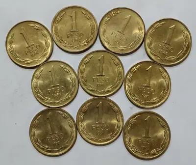 10 monedas 1 peso chile años 1981 - 1992 - miniatura 1