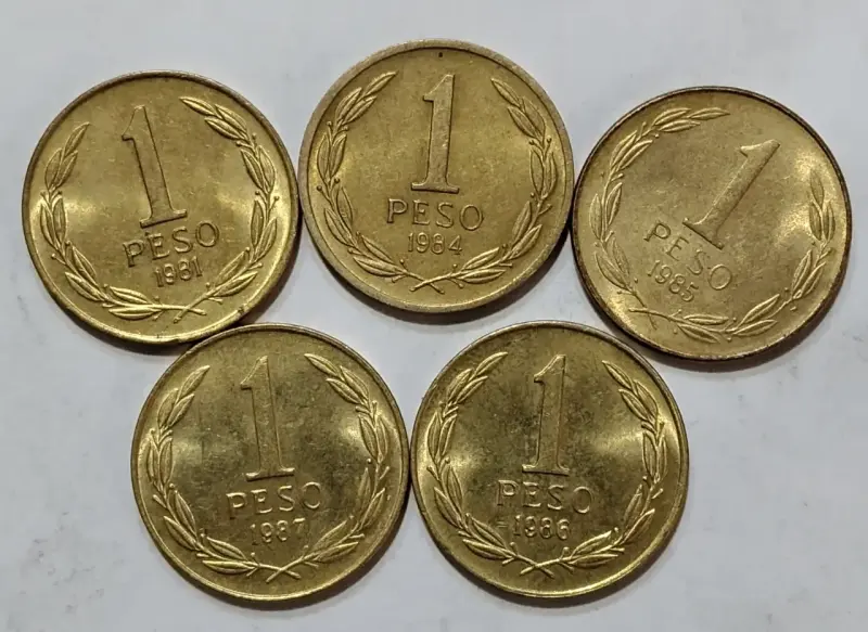 10 monedas 1 peso chile años 1981 - 1992 - 2