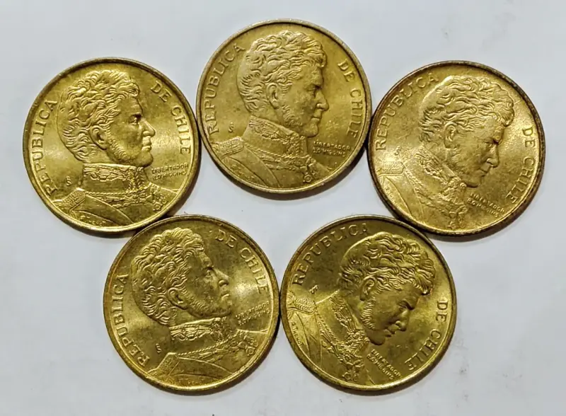 10 monedas 1 peso chile años 1981 - 1992 - 3
