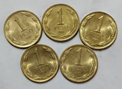 10 monedas 1 peso chile años 1981 - 1992 - miniatura 4
