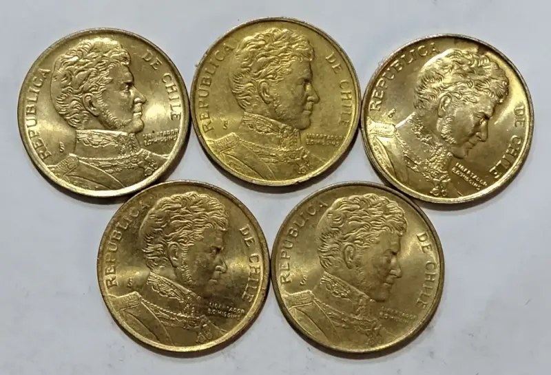 10 monedas 1 peso chile años 1981 - 1992 - 5