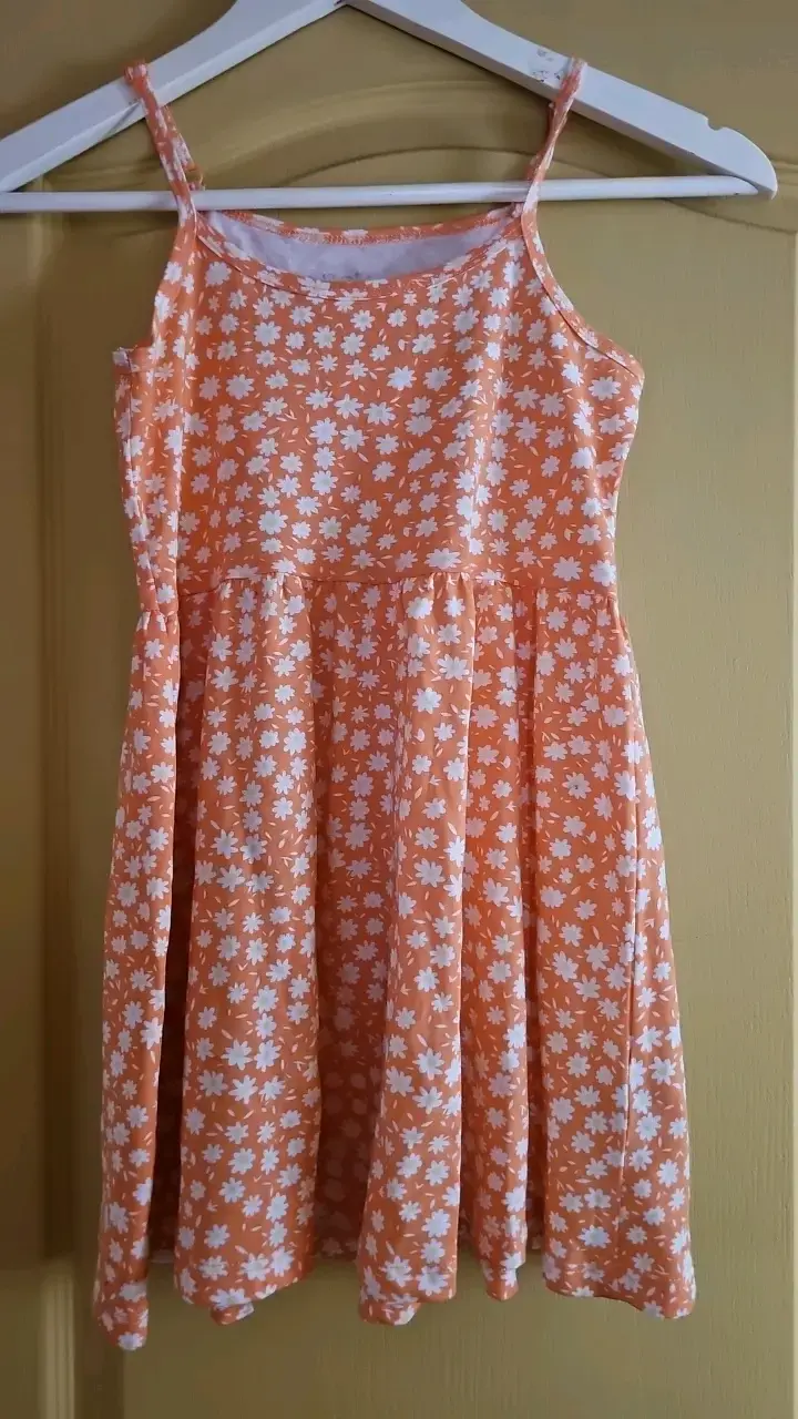 Vestido floral naranja sin mangas talla 10 - 1