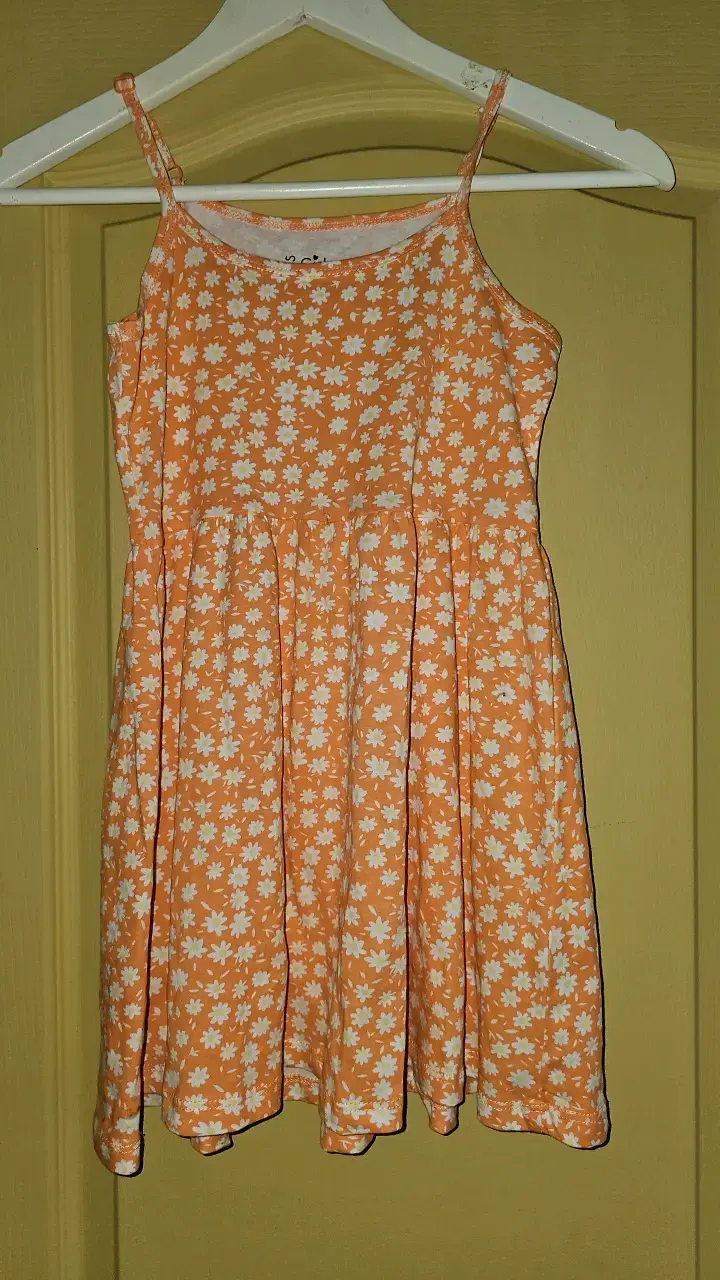 Vestido floral naranja sin mangas talla 10 - 2