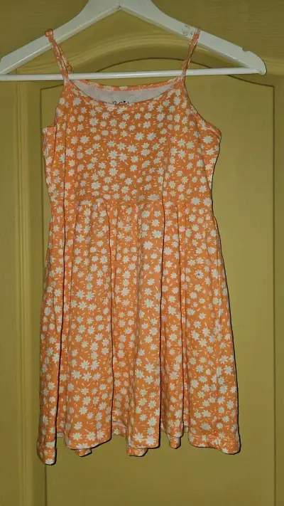 Vestido floral naranja sin mangas talla 10 - miniatura 2
