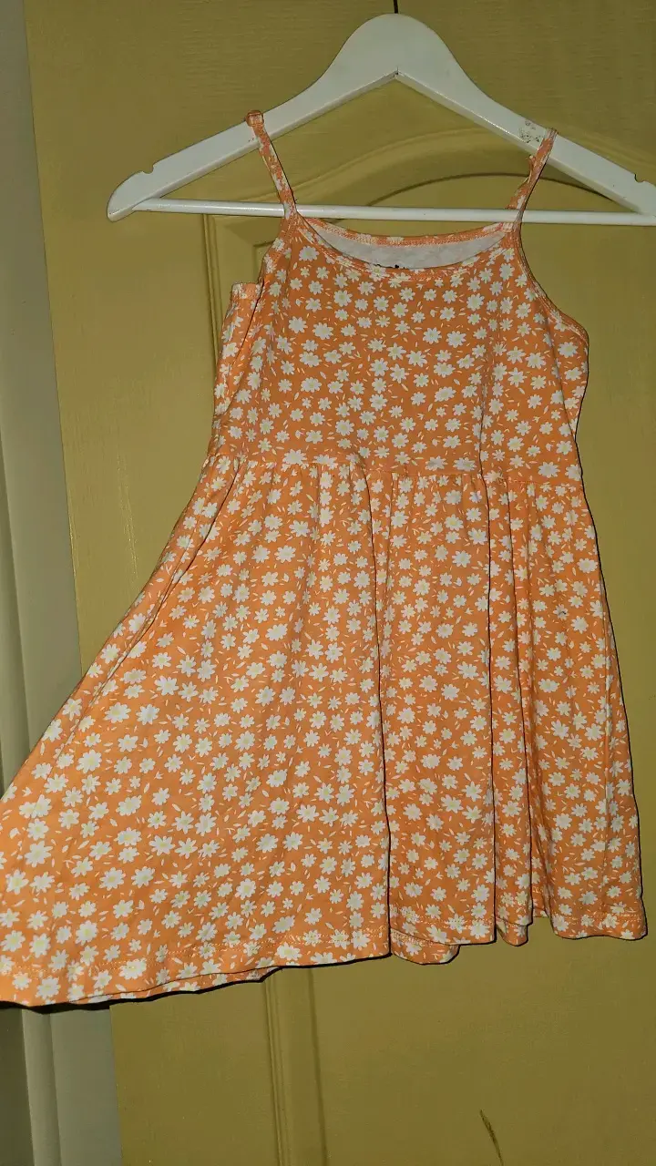 Vestido floral naranja sin mangas talla 10 - 3