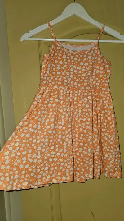 Vestido floral naranja sin mangas talla 10 - miniatura 3