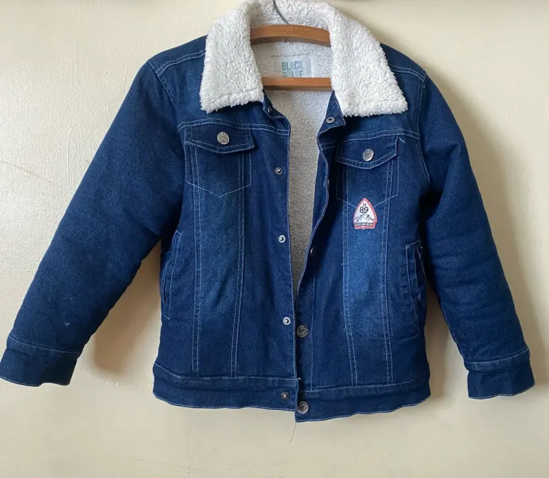 Chaqueta de mezclilla con forro de borrego niño t8 - 1