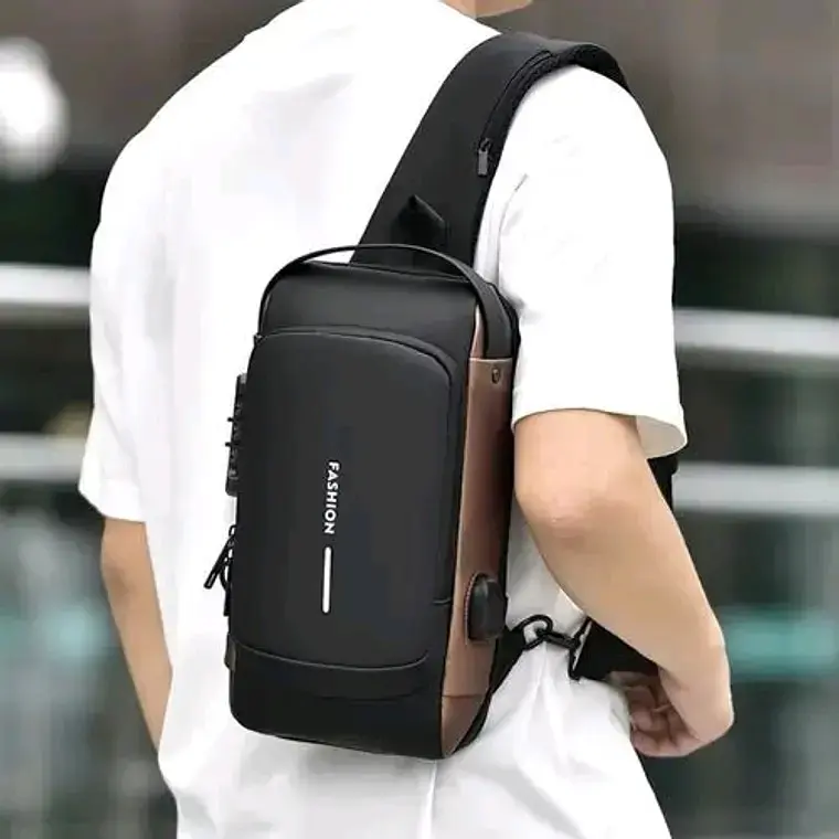 Mochila bandolera antirrobo negra