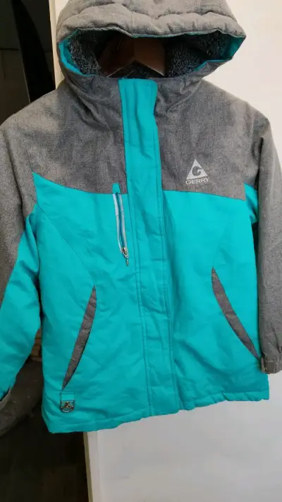 Chaqueta impermeable Gerry turquesa y gris - miniatura 1