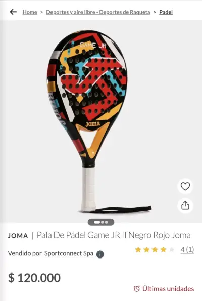 Pala de pádel Joma Game JR azul - miniatura 2