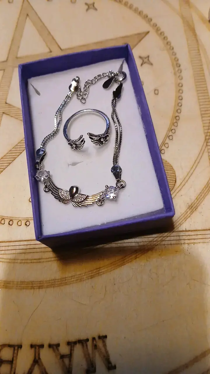 Conjunto plata 925 anillo ajustable y pulsera - 2
