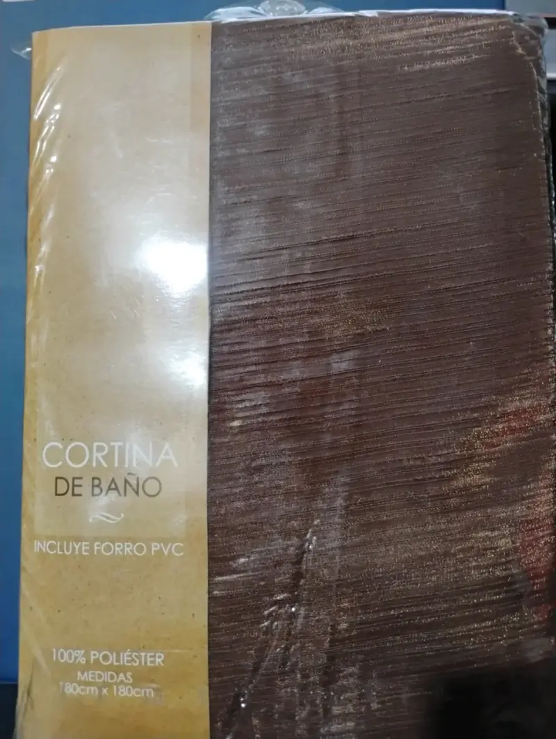 Cortina de baño marrón con forro PVC - 1