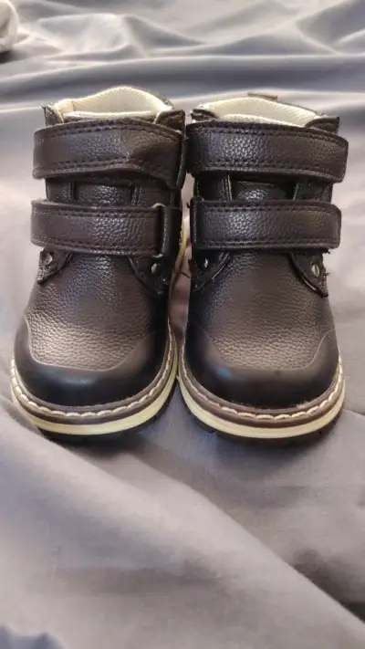 Botines de cuero para niños con velcro - miniatura 1