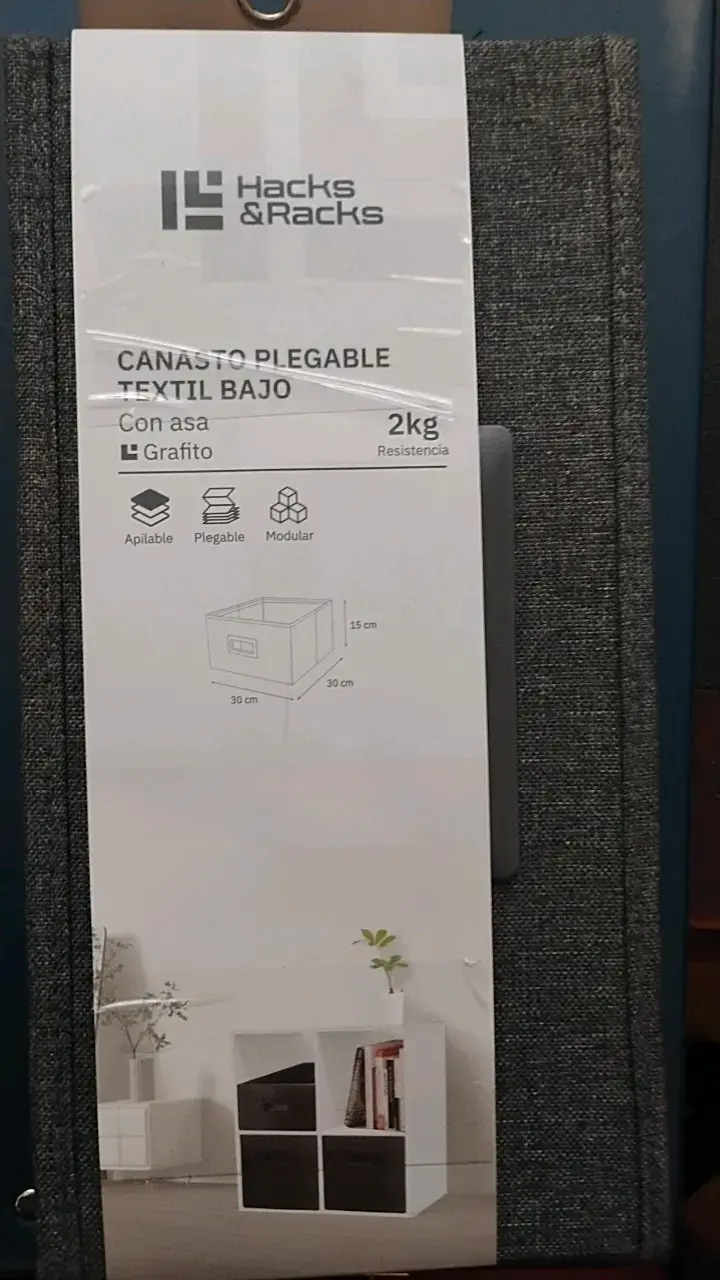 Canasto plegable textil Hacks & Racks grafito - 1