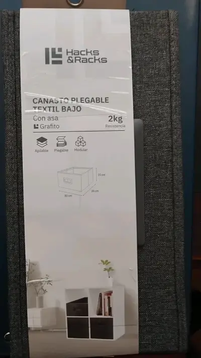 Canasto plegable textil Hacks & Racks grafito - miniatura 1