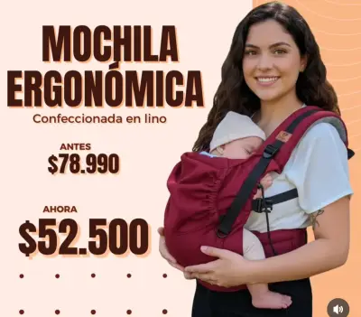 Mochila ergonómica para bebé en lino - miniatura 1