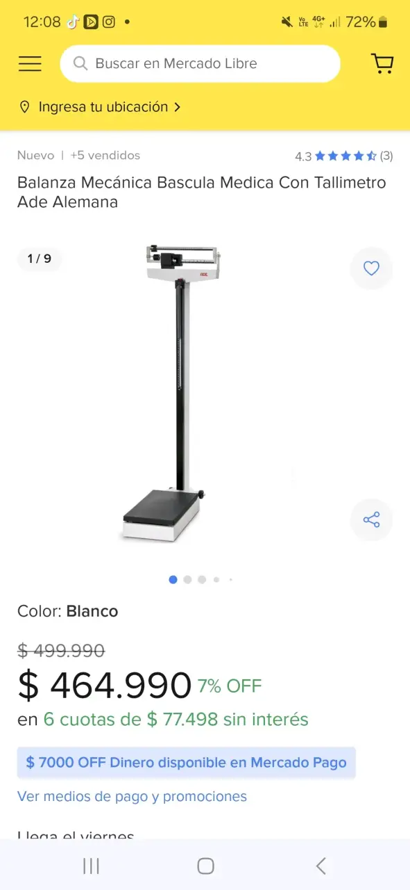 Balanza mecánica médica con tallímetro ADE