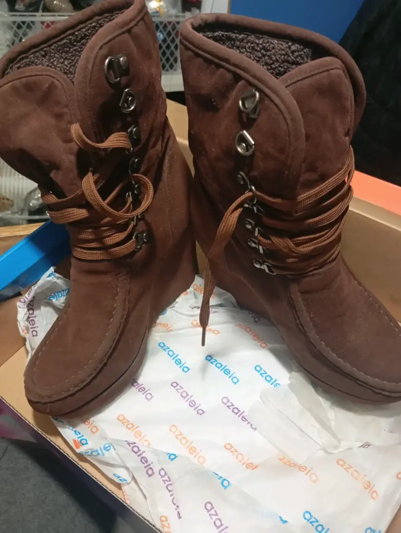 Botines de gamuza marrón con plataforma - 4