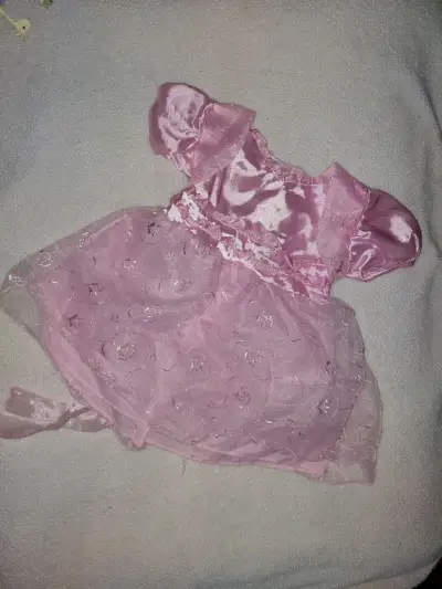 Vestido de niña rosa con tul y flor - miniatura 4
