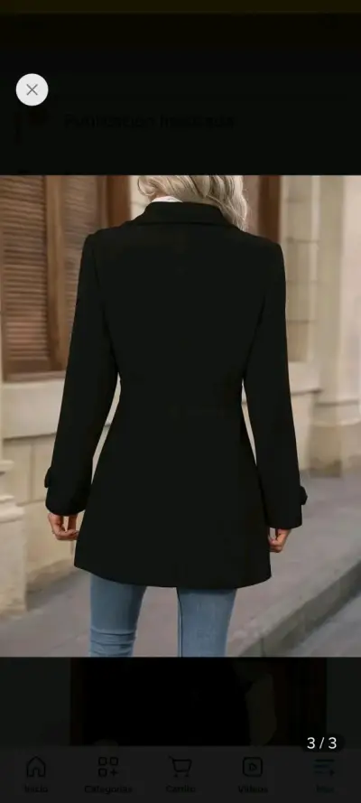 Abrigo negro elegante para mujer - miniatura 2