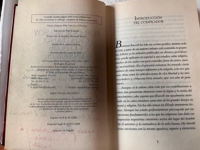 Libro 'Por qué no soy cristiano' Bertrand Russel - 5