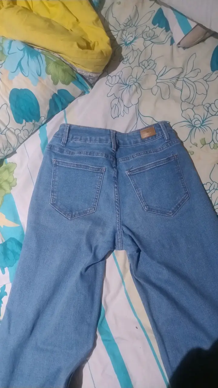 Jeans de mezclilla azul para mujer recto - 2