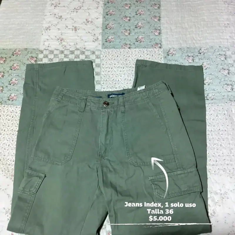 Jeans cargo verde oliva Index talla 36 - 1