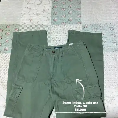 Jeans cargo verde oliva Index talla 36 - miniatura 1