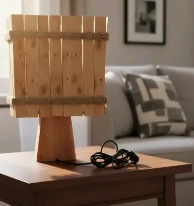 Lámpara  artesanal de madera de Ciprés - miniatura 1