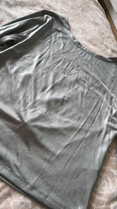 Polera manga larga plateada brillante - miniatura 2