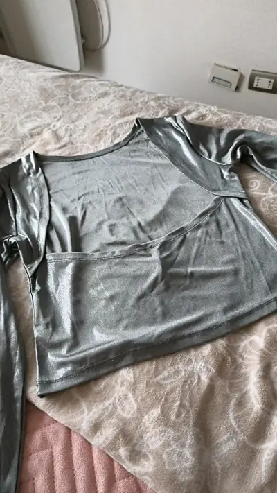 Polera manga larga plateada brillante - miniatura 5