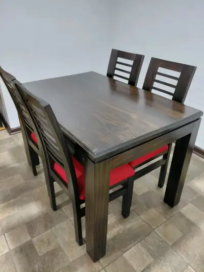 Juego de comedor de madera con sillas rojas - miniatura 2