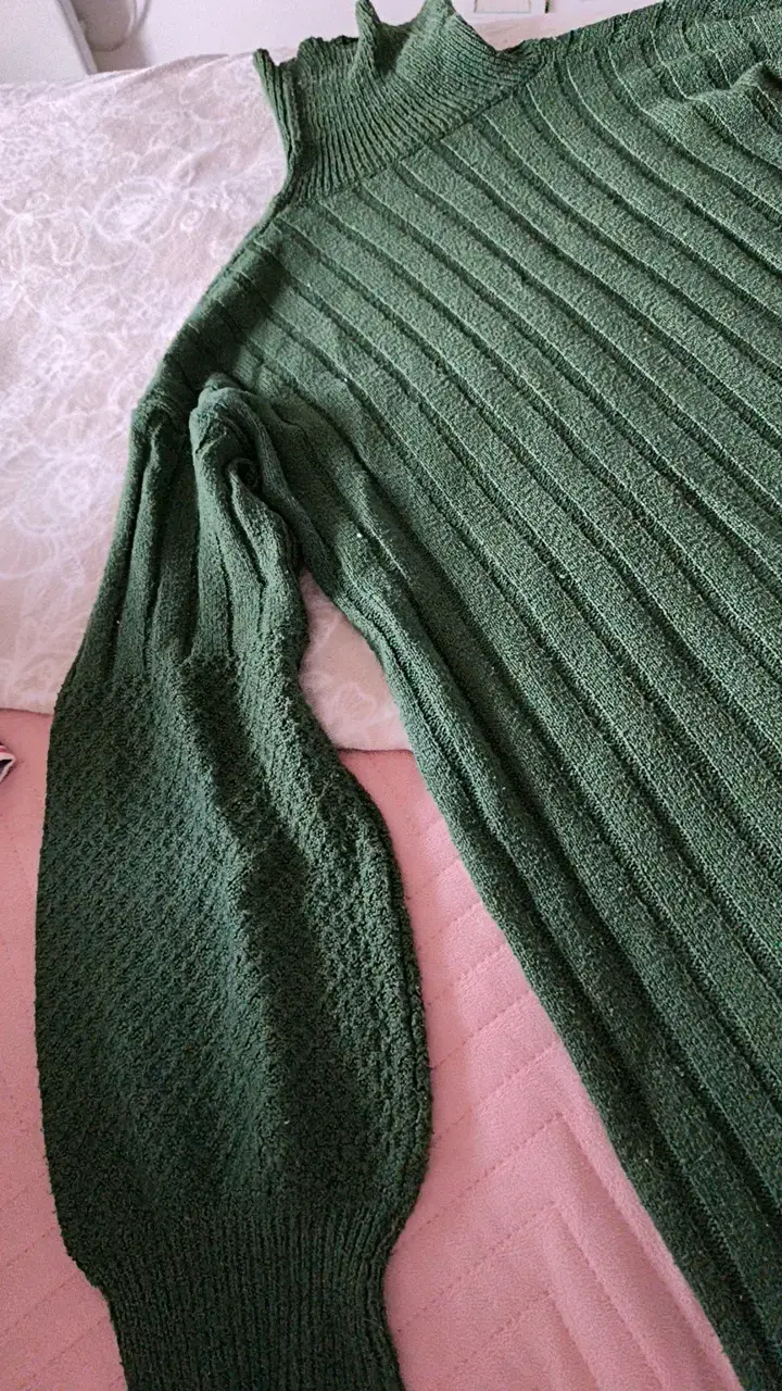 Vestido verde de punto grueso para mujer - 2