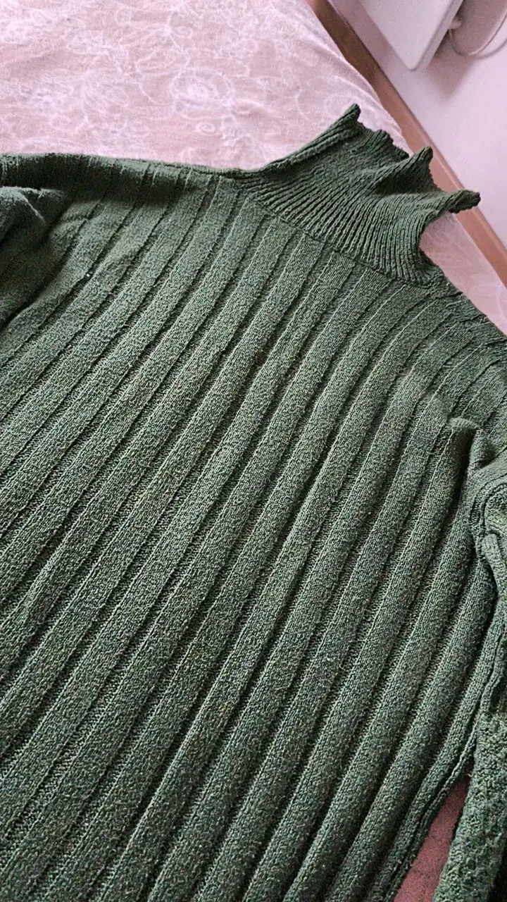 Vestido verde de punto grueso para mujer - 3