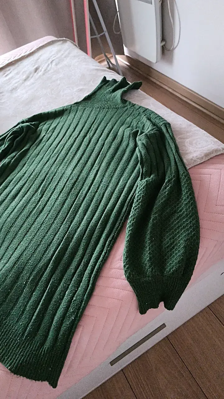 Vestido verde de punto grueso para mujer - 4