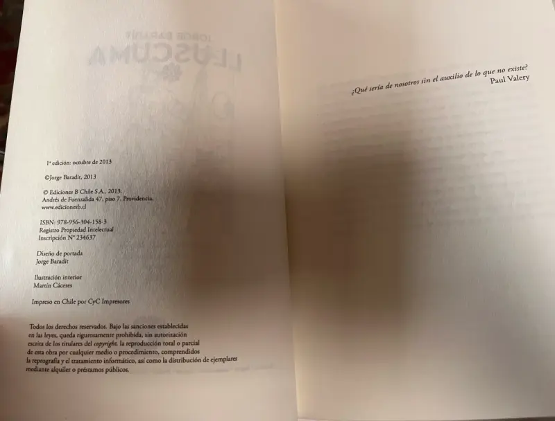 Libro 1era Ed. 'Lluscuma' de Jorge Baradit - 2